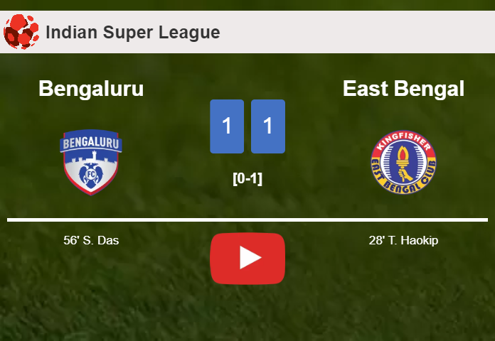 Bengaluru and East Bengal draw 1-1 on Tuesday. HIGHLIGHTS
