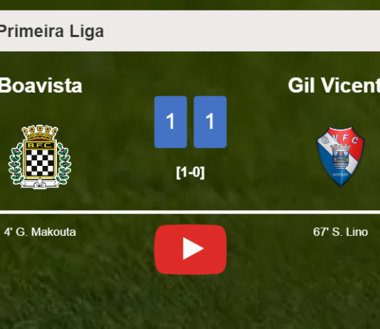 Boavista and Gil Vicente draw 1-1 on Saturday. HIGHLIGHTS