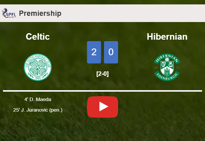 Celtic tops Hibernian 2-0 on Monday. HIGHLIGHTS