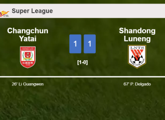 Changchun Yatai and Shandong Luneng draw 1-1 on Tuesday