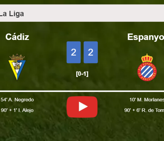 Cádiz and Espanyol draw 2-2 on Tuesday. HIGHLIGHTS