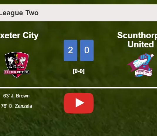 Exeter City surprises Scunthorpe United with a 2-0 win. HIGHLIGHTS