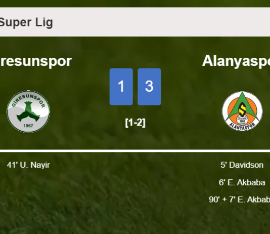 Alanyaspor defeats Giresunspor 3-1