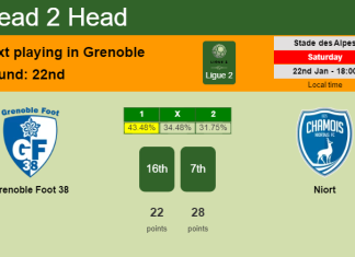 H2H, PREDICTION. Grenoble Foot 38 vs Niort | Odds, preview, pick, kick-off time - Ligue 2