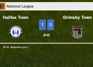 Halifax Town beats Grimsby Town 1-0 with a goal scored by M. Warburton