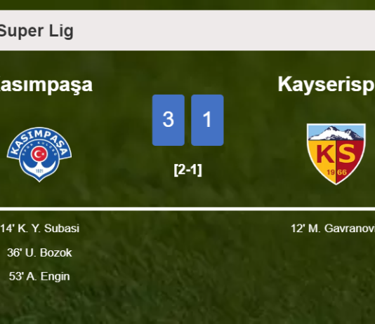 Kasımpaşa overcomes Kayserispor 3-1 after recovering from a 0-1 deficit