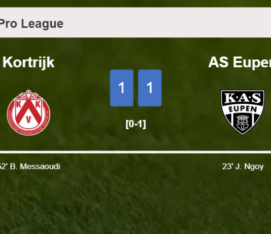 Kortrijk and AS Eupen draw 1-1 on Saturday