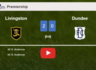 B. Anderson scores 2 goals to give a 2-0 win to Livingston over Dundee. HIGHLIGHTS