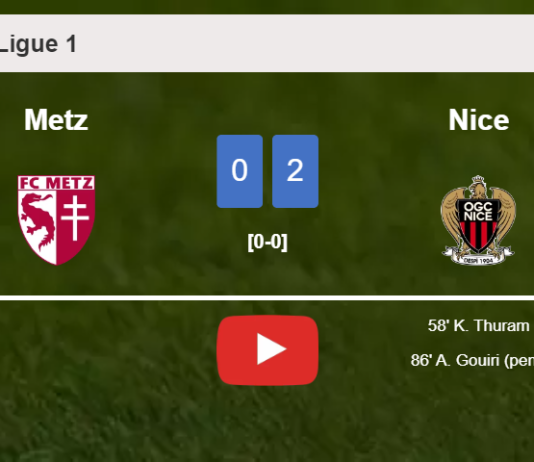Nice surprises Metz with a 2-0 win. HIGHLIGHTS