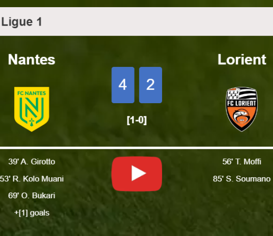 Nantes tops Lorient 4-2. HIGHLIGHTS