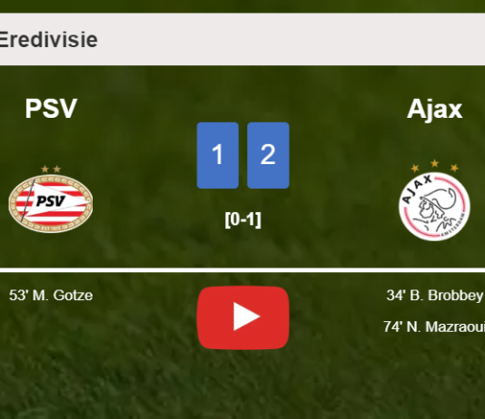 Ajax prevails over PSV 2-1. HIGHLIGHTS