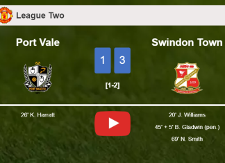 Swindon Town defeats Port Vale 3-1. HIGHLIGHTS