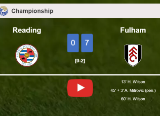 Fulham tops Reading 7-0 after playing a incredible match. HIGHLIGHTS