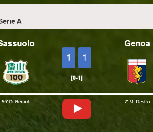 Sassuolo and Genoa draw 1-1 on Thursday. HIGHLIGHTS