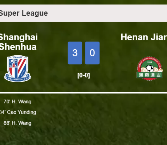 Shanghai Shenhua liquidates Henan Jianye with 2 goals from H. Wang