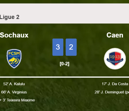 Sochaux tops Caen after recovering from a 0-2 deficit