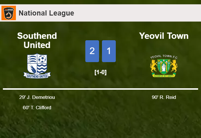 Southend United grabs a 2-1 win against Yeovil Town