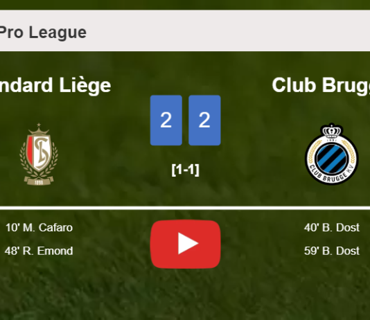 Standard Liège and Club Brugge draw 2-2 on Sunday. HIGHLIGHTS