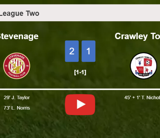 Stevenage overcomes Crawley Town 2-1. HIGHLIGHTS