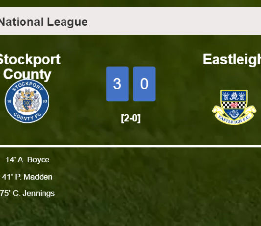 Stockport County prevails over Eastleigh 3-0