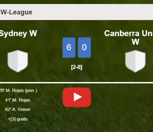 Sydney W crushes Canberra United W 6-0 showing huge dominance. HIGHLIGHTS