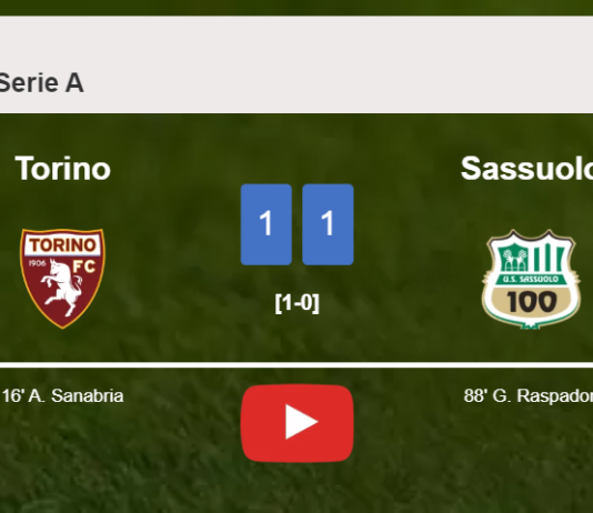 Sassuolo grabs a draw against Torino. HIGHLIGHTS