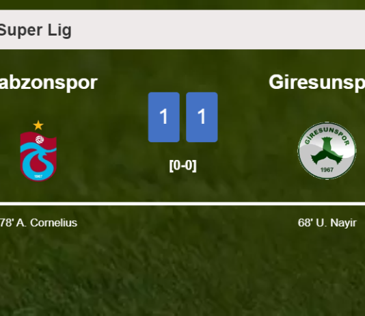 Trabzonspor and Giresunspor draw 1-1 after A. Bakasetas didn't convert a penalty