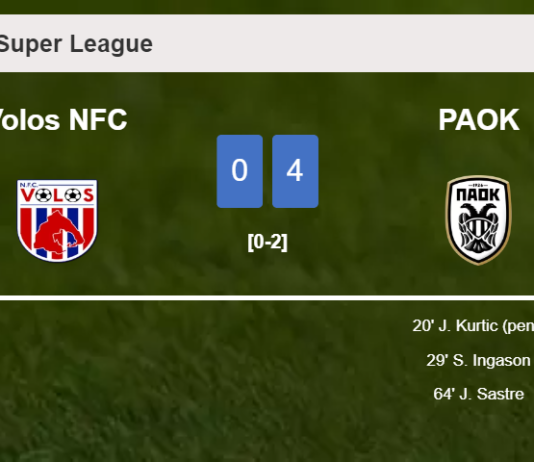 PAOK overcomes Volos NFC 4-0 after playing a incredible match
