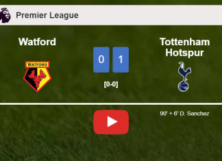 Tottenham Hotspur conquers Watford 1-0 with a late goal scored by D. Sanchez. HIGHLIGHTS