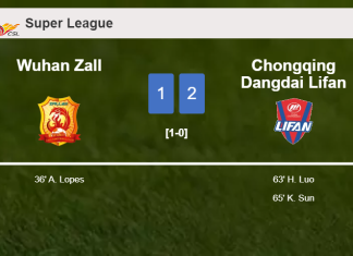Chongqing Dangdai Lifan recovers a 0-1 deficit to overcome Wuhan Zall 2-1