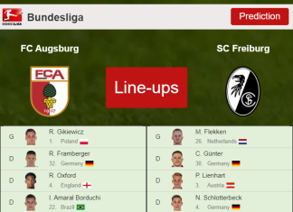 PREDICTED STARTING LINE UP: FC Augsburg vs SC Freiburg - 19-02-2022 Bundesliga - Germany