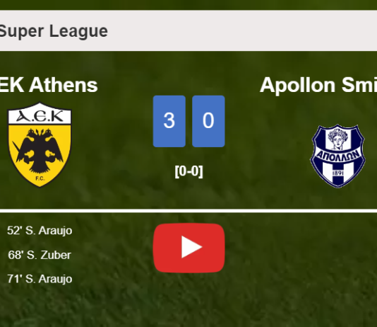 AEK Athens destroys Apollon Smirnis with 2 goals from S. Araujo. HIGHLIGHTS