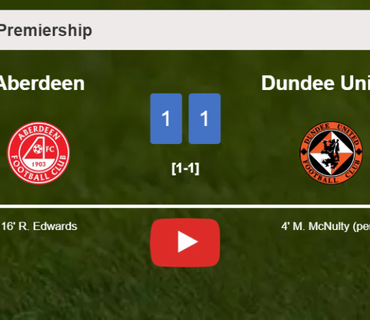 Aberdeen and Dundee United draw 1-1 on Saturday. HIGHLIGHTS