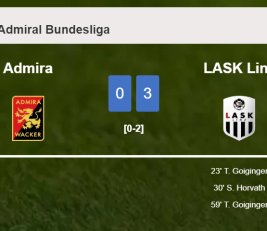 LASK Linz liquidates Admira with 2 goals from T. Goiginger