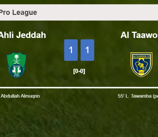 Al Taawon and Al Ahli Jeddah draw 1-1 on Saturday