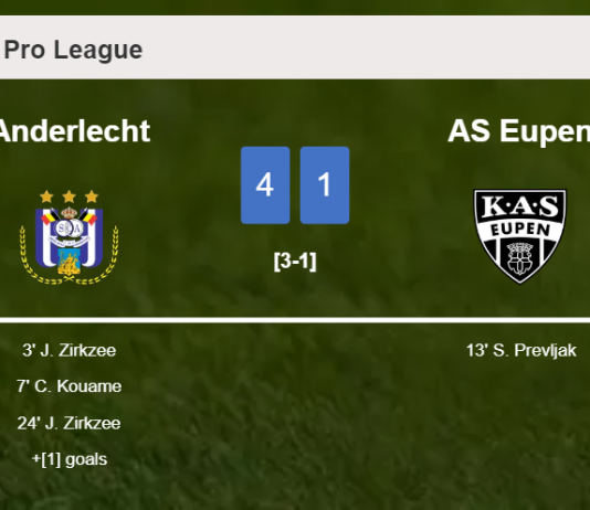 Anderlecht annihilates AS Eupen 4-1 