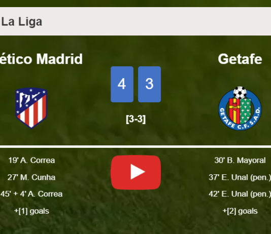 Atlético Madrid tops Getafe 4-3. HIGHLIGHTS
