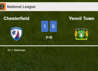 Chesterfield prevails over Yeovil Town 1-0 with a goal scored by J. Kellerman