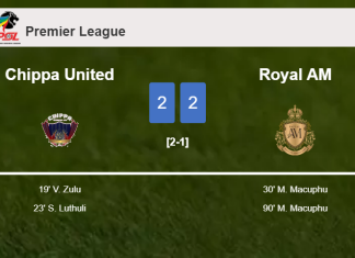 Royal AM manages to draw 2-2 with Chippa United after recovering a 0-2 deficit