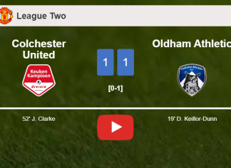 Colchester United and Oldham Athletic draw 1-1 on Saturday. HIGHLIGHTS