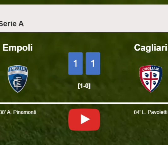 Empoli and Cagliari draw 1-1 on Sunday. HIGHLIGHTS