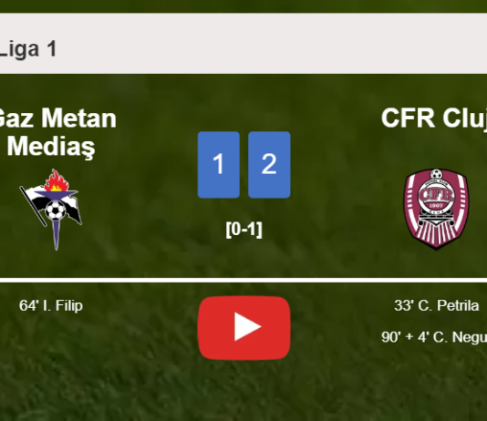CFR Cluj seizes a 2-1 win against Gaz Metan Mediaş. HIGHLIGHTS