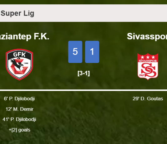 Gaziantep F.K. estinguishes Sivasspor 5-1 with an outstanding performance