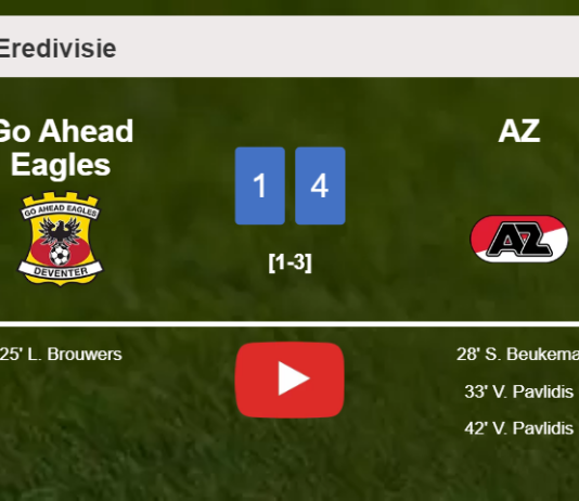 AZ obliterates Go Ahead Eagles 4-1 with 2 goals from S. Beukema. HIGHLIGHTS