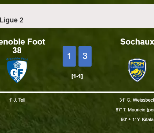 Sochaux prevails over Grenoble Foot 38 3-1 after recovering from a 0-1 deficit
