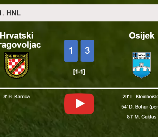 Osijek tops Hrvatski Dragovoljac 3-1 after recovering from a 0-1 deficit. HIGHLIGHTS