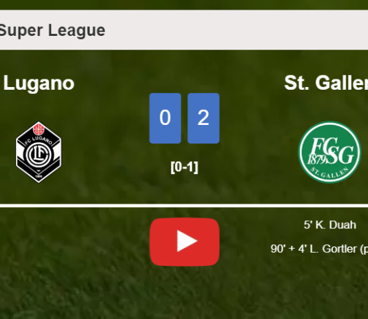 St. Gallen defeats Lugano 2-0 on Saturday. HIGHLIGHTS