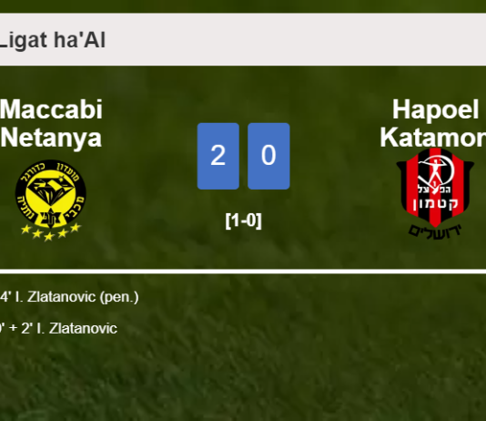 I. Zlatanovic scores 2 goals to give a 2-0 win to Maccabi Netanya over Hapoel Katamon