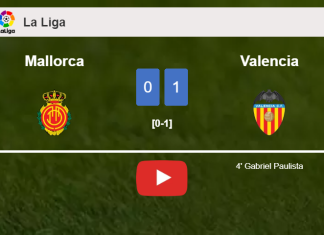 Valencia beats Mallorca 1-0 with a goal scored by G. Paulista. HIGHLIGHTS