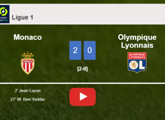 Monaco conquers Olympique Lyonnais 2-0 on Saturday. HIGHLIGHTS
